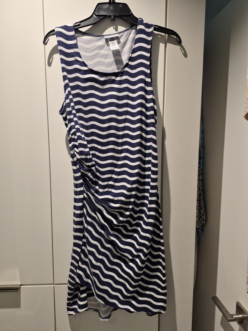 Tommy Bahama Navy and White Wavy Stripe Midi Dress
